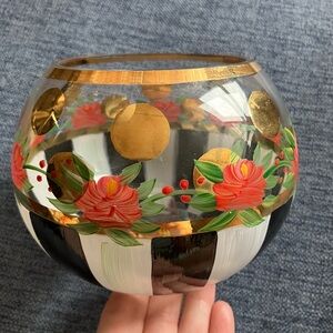 Mackenzie-Childs Floral Glass Bowl with Gold Accents